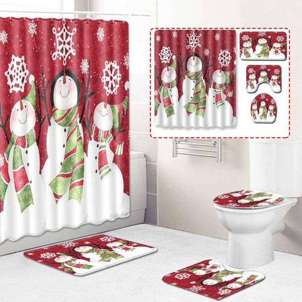 xueiqin 4pcs bathroom set christmas decor snowman snowflake shower curtain floor mat home carpet rugs toilet seat cover
xueiqin 4pcs bathroom set christmas decor snowman snowflake shower curtain floor mat home carpet rugs toilet seat cover