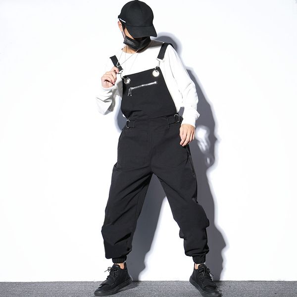 men casual zipper bib pant streetwear harem pants overalls male women hip hop jumpsuits trousers, Black
men casual zipper bib pant streetwear harem pants overalls male women hip hop jumpsuits trousers, Black