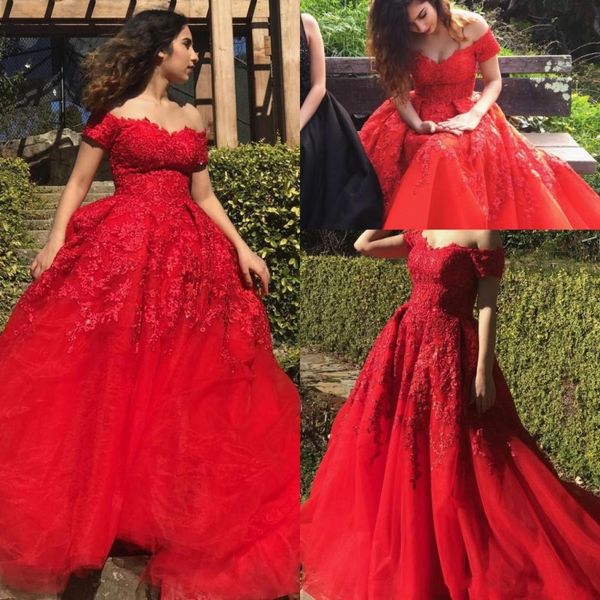 red lace evening formal gowns a line off shoulder applique tulle court train tiered elegant prom dresses vestidos de fiesta, Black;red
red lace evening formal gowns a line off shoulder applique tulle court train tiered elegant prom dresses vestidos de fiesta, Black;red
