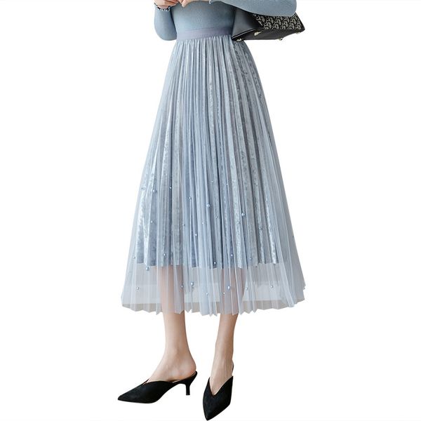 fashion beading tulle velvet skirt women 2020 spring elegant long maxi skirt female high waist pleated girls casual, Black
fashion beading tulle velvet skirt women 2020 spring elegant long maxi skirt female high waist pleated girls casual, Black