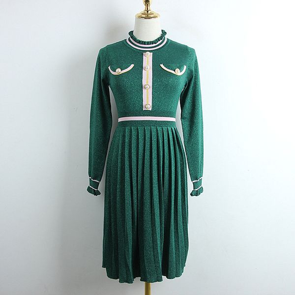 2020 spring autumn women knit dress lotus collar green pleated dress waist-thin double pocket nail buckle knit a-line street style dresses, Black;pink
2020 spring autumn women knit dress lotus collar green pleated dress waist-thin double pocket nail buckle knit a-line street style dresses, Black;pink