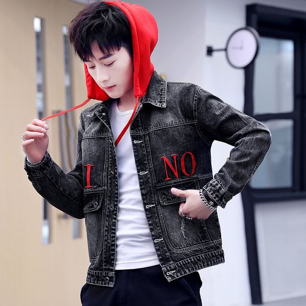 2019 new style youth warm zip-up hooded jacket men's coat trend casual loose-fit joint jeans coat, Black;brown
2019 new style youth warm zip-up hooded jacket men's coat trend casual loose-fit joint jeans coat, Black;brown
