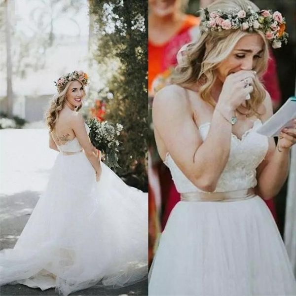 vintage sweetheart a line wedding dresses custom made backless tulle long bridal gowns with lace appliques, White
vintage sweetheart a line wedding dresses custom made backless tulle long bridal gowns with lace appliques, White