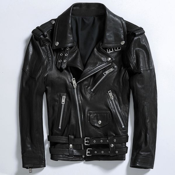2019 fashion genuine leather jacket men sheepskin short slim fit retro vintage turan-down collar motorcycle leather coat, Black
2019 fashion genuine leather jacket men sheepskin short slim fit retro vintage turan-down collar motorcycle leather coat, Black