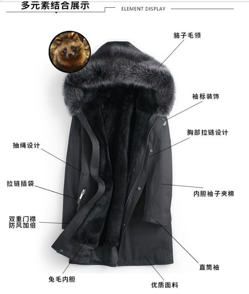 men's first layer cowhide down jacket long section slim leather leather men's hooded winter jacket thickening, Black 
men's first layer cowhide down jacket long section slim leather leather men's hooded winter jacket thickening, Black