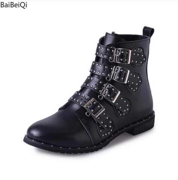 women rivets pu leather booties buckle straps thick heel black ankle women boots shoes studded decorated boots motorcycle mujer
women rivets pu leather booties buckle straps thick heel black ankle women boots shoes studded decorated boots motorcycle mujer