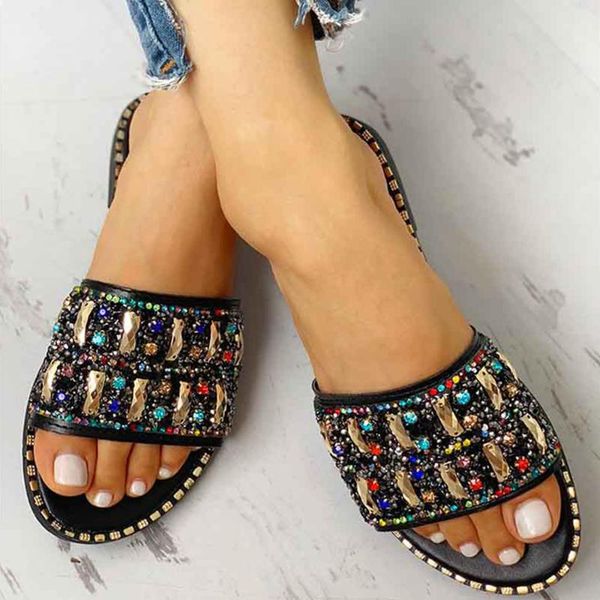 open toe slippers women casual slip on rhinestone flat sandals fashion ladies colorful crystal slippers home shoes sandalias d30, Black
open toe slippers women casual slip on rhinestone flat sandals fashion ladies colorful crystal slippers home shoes sandalias d30, Black