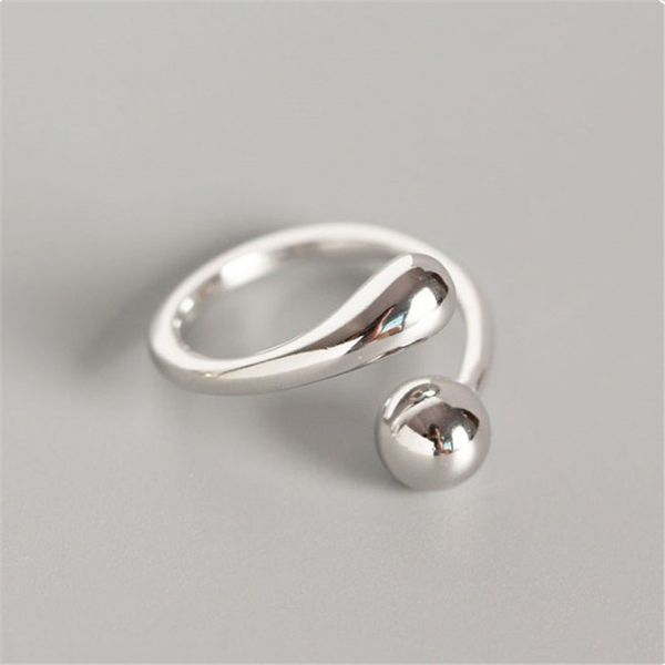 new simple 925 sterling silver minimalist smooth surface waterdrop round bead open rings for women statement ring, Black
new simple 925 sterling silver minimalist smooth surface waterdrop round bead open rings for women statement ring, Black