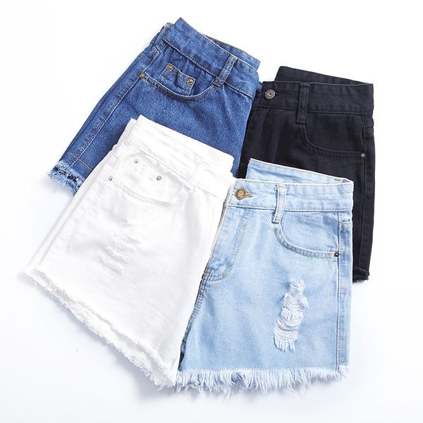 cross border 2018 new style high-waisted white denim shorts women's summer loose-fit flash students versatile slimming pants, Blue
cross border 2018 new style high-waisted white denim shorts women's summer loose-fit flash students versatile slimming pants, Blue