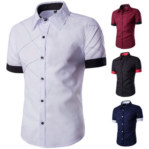 new summer men's mesh stitching contrast color short-sleeved shirt european american slim men's shirt tee mens dress shirts, White;black
new summer men's mesh stitching contrast color short-sleeved shirt european american slim men's shirt tee mens dress shirts, White;black