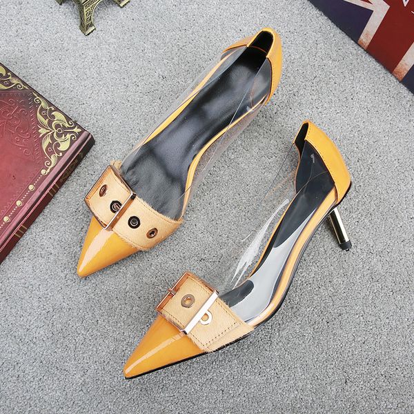 high-heeled yellow pointed shoes high-heeled buckle women's shoes slippers women's casual transparent low mouth, Black
high-heeled yellow pointed shoes high-heeled buckle women's shoes slippers women's casual transparent low mouth, Black