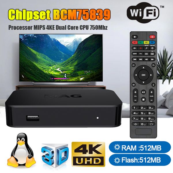 

Mag322 Linux3.3 Android TV Box 512 Chipset BCM75839 Set Top Box 3D Video USB 2.0 Wi-Fi H.265 Media Player