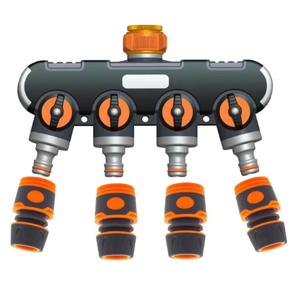 4 way garden hose splitter connector 1/2\" connector set heavy duty for outdoor faucet with shut-off valves easy to install
4 way garden hose splitter connector 1/2\" connector set heavy duty for outdoor faucet with shut-off valves easy to install