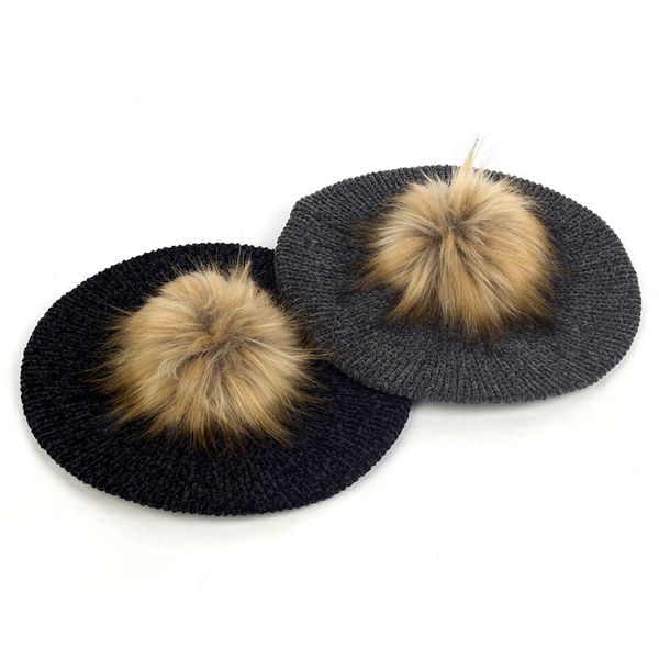 women fashion berets with faux fur pom pom chenille soft winter warm hats female french artist beret hairballs caps casual hat, Blue;gray
women fashion berets with faux fur pom pom chenille soft winter warm hats female french artist beret hairballs caps casual hat, Blue;gray