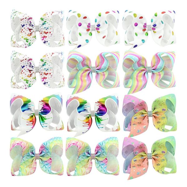 6 inch large ribbon bows with rhinestones kids bowknot 6 pairs big rainbow hairbows alligator hair clips girls hair accessories, Golden;silver
6 inch large ribbon bows with rhinestones kids bowknot 6 pairs big rainbow hairbows alligator hair clips girls hair accessories, Golden;silver