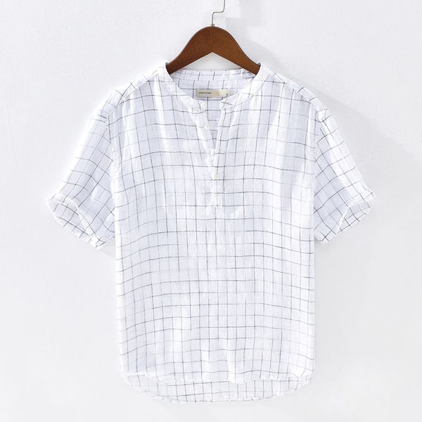 men shirt pullover plaid 100% linen shirt men summer breathable flax half sleeve dress shirts camisas para hombre male ts-632, White;black
men shirt pullover plaid 100% linen shirt men summer breathable flax half sleeve dress shirts camisas para hombre male ts-632, White;black