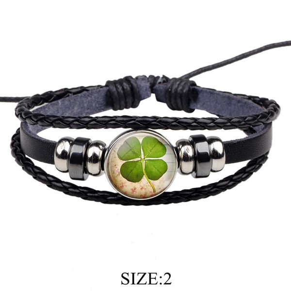 lucky clover shamrock art picture glass cabochon black leather bracelet multi layer braided bracelet men women fashion, Golden;silver
lucky clover shamrock art picture glass cabochon black leather bracelet multi layer braided bracelet men women fashion, Golden;silver