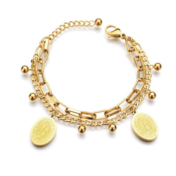 charm bracelets religious virgin mary bracelet & bangles gold color stainless steel for women jewelry bijoux femme 2021, Golden;silver
charm bracelets religious virgin mary bracelet & bangles gold color stainless steel for women jewelry bijoux femme 2021, Golden;silver