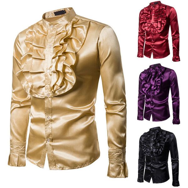 mens 70s frill ruffle stand collar shirt fancy dress party formal blouse shirt baquet costume size s-2xl, White;black
mens 70s frill ruffle stand collar shirt fancy dress party formal blouse shirt baquet costume size s-2xl, White;black