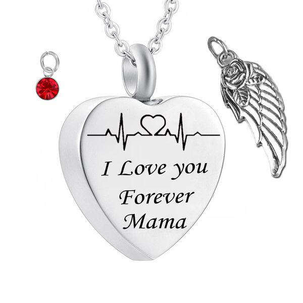 i love you forever mama birthstone ashes heart pendant memorial urn necklace angel wing stainless steel waterproof cremation jewelry, Silver
i love you forever mama birthstone ashes heart pendant memorial urn necklace angel wing stainless steel waterproof cremation jewelry, Silver