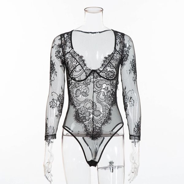2019 european american style women' autumn lace eyelash stitching underwear long sleeve jumpsuit 4592, Red;black
2019 european american style women' autumn lace eyelash stitching underwear long sleeve jumpsuit 4592, Red;black