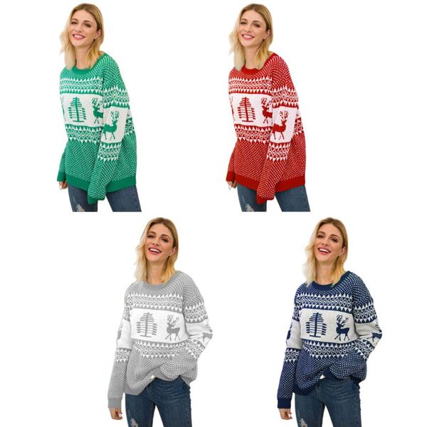 women winter long sleeve sweater ugly christmas tree reindeer knitted jumper y1ac, White;black
women winter long sleeve sweater ugly christmas tree reindeer knitted jumper y1ac, White;black