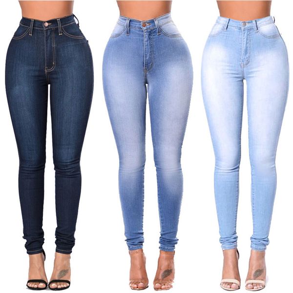 

2020 тонкий джинсы для женщин тощий высокой талией джинсы женщина джинсовый карандаш брюки стрейч талии женские джинсы брюки calça feminina, Blue