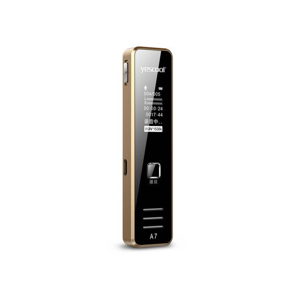 yescool a7 8gb metal mini glass panel voice active denoise lossless varispeed portable voice recorder with speaker mp3 gold
yescool a7 8gb metal mini glass panel voice active denoise lossless varispeed portable voice recorder with speaker mp3 gold