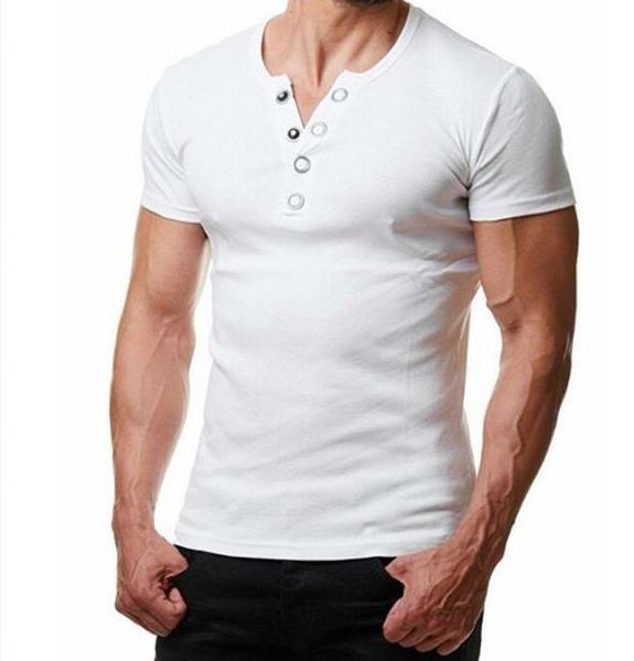mens designer casual t shirt slim fit solid color summer short sleeve fashion botton v neck homme clothing, White;black
mens designer casual t shirt slim fit solid color summer short sleeve fashion botton v neck homme clothing, White;black