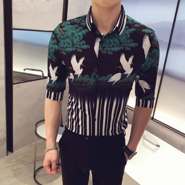 men's casual shirts 2021 summer print striped men shirt blouse homme slim fit dress streetwear social nightclub tuxedo blusa masculina, White;black
men's casual shirts 2021 summer print striped men shirt blouse homme slim fit dress streetwear social nightclub tuxedo blusa masculina, White;black