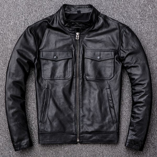2020 new fashion solid mens genuine leather jacket streetwear slim fit motorcycle outwear jacket pocket zipper coats male s-4xl, Black
2020 new fashion solid mens genuine leather jacket streetwear slim fit motorcycle outwear jacket pocket zipper coats male s-4xl, Black