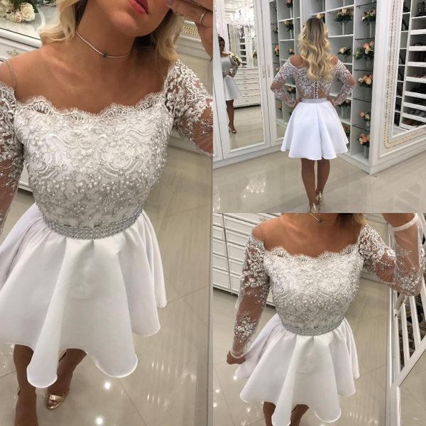 fit flare pearls short prom dresses o neck sheer long sleeves white little girls appliques beaded evening cocktail gowns see through back, Black
fit flare pearls short prom dresses o neck sheer long sleeves white little girls appliques beaded evening cocktail gowns see through back, Black