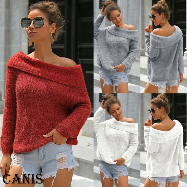 new women's off shoulder baggy ladies loose blouse oversized sweater jumper, White;black
new women's off shoulder baggy ladies loose blouse oversized sweater jumper, White;black