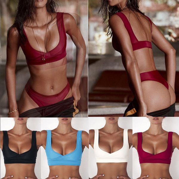 summer new women backless push-up padded bra bikini solid swimsuit swimwear bathing two-piece separates bikini costume
summer new women backless push-up padded bra bikini solid swimsuit swimwear bathing two-piece separates bikini costume