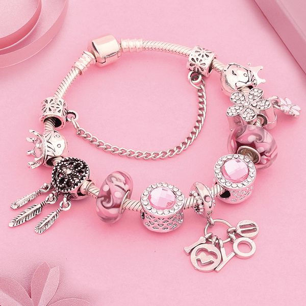 cute pink crystal bead bracelet silver flower dream catcher charm bracelet i love you little priceness prince girl gift, Golden;silver
cute pink crystal bead bracelet silver flower dream catcher charm bracelet i love you little priceness prince girl gift, Golden;silver