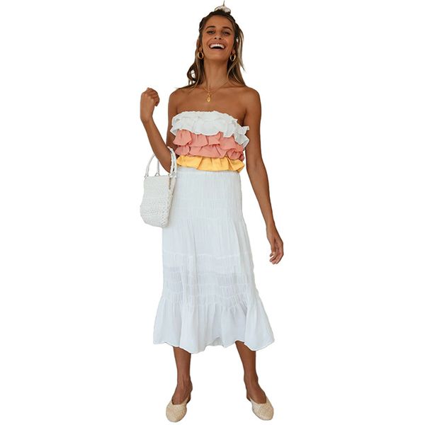 new european and american style lotus leaf color matching back strap bandeau top
new european and american style lotus leaf color matching back strap bandeau top