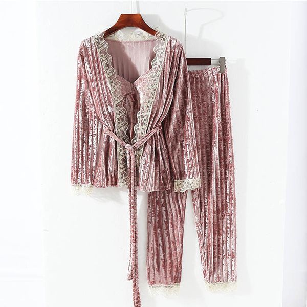 3 pieces new gold velvet pajamas for women v-neck pajamas soft sleep suit lace sling home service long sleeve sleepwear, Black;red
3 pieces new gold velvet pajamas for women v-neck pajamas soft sleep suit lace sling home service long sleeve sleepwear, Black;red