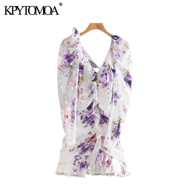 kpytomoa women 2020 chic fashion floral print ruffled lace mini dress vintage v neck backless zipper female dresses vestidos, Black;gray
kpytomoa women 2020 chic fashion floral print ruffled lace mini dress vintage v neck backless zipper female dresses vestidos, Black;gray