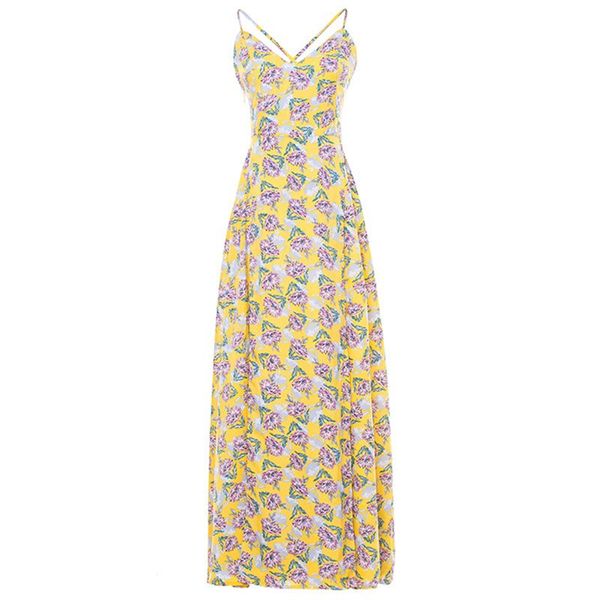 women maxi dresses casual boho yellow travel loose spaghetti strap print summer backless high waist female beach long dress, Black;gray
women maxi dresses casual boho yellow travel loose spaghetti strap print summer backless high waist female beach long dress, Black;gray