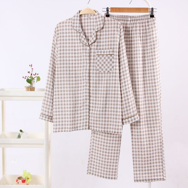 couples plaid print long sleeve nightwear pajama set loose double layer cotton gauze homewear clothes pijama mujer algodon, Black;red
couples plaid print long sleeve nightwear pajama set loose double layer cotton gauze homewear clothes pijama mujer algodon, Black;red