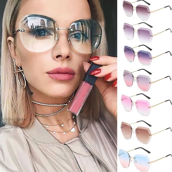 new oversized square metal frame clear sunglass rimless lens women sun glasses vintage brand eyewear shades for lady, White;black
new oversized square metal frame clear sunglass rimless lens women sun glasses vintage brand eyewear shades for lady, White;black