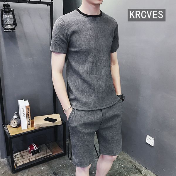 simple casual suit men's korean fashion handsome short sleeve five part pants two piece set new summer sportswear men, Gray
simple casual suit men's korean fashion handsome short sleeve five part pants two piece set new summer sportswear men, Gray