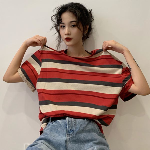 plus size women summer striped lady casual t-shirt harajuku streetwear short sleeve o-neck tees camisetas mujer l0487, White
plus size women summer striped lady casual t-shirt harajuku streetwear short sleeve o-neck tees camisetas mujer l0487, White