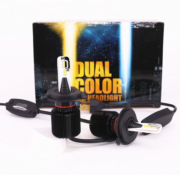 

h4 led car led headlight h7 h8 h9 h11 h1 h3 h27 880 881 hb3 9005 hb4 9006 9012 dual double color light 3000k 6500k