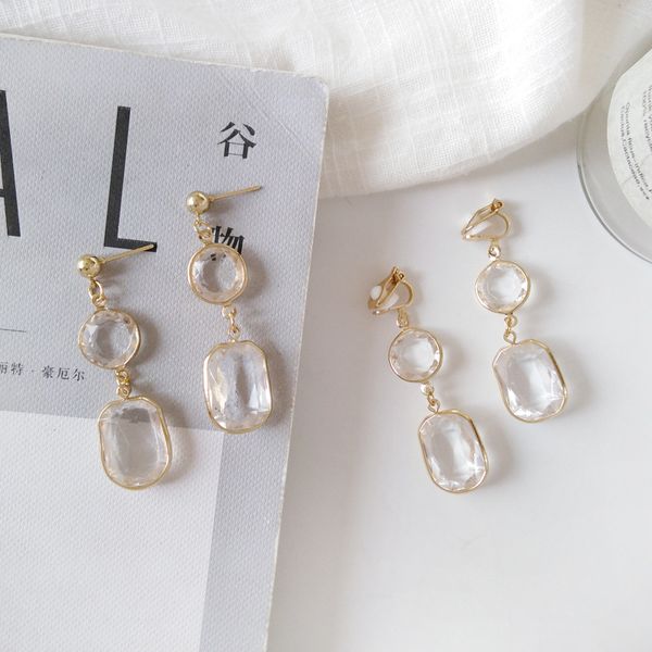 elegant geometric clear crystal clips on earring without piercing for women korea fashion no piercing hole ear clip, Silver
elegant geometric clear crystal clips on earring without piercing for women korea fashion no piercing hole ear clip, Silver