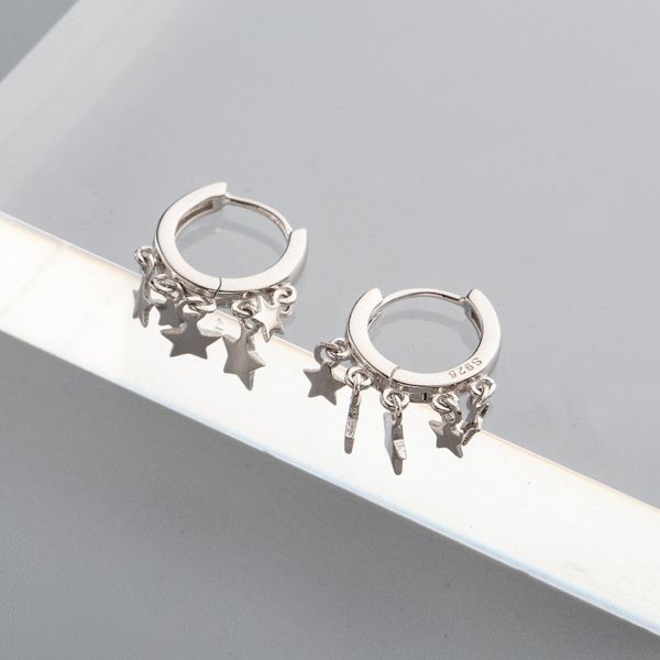 fashion five small star pendant hoops earrings for women 925 sterling silver female gold color plated circle ear ring earings, Golden;silver
fashion five small star pendant hoops earrings for women 925 sterling silver female gold color plated circle ear ring earings, Golden;silver