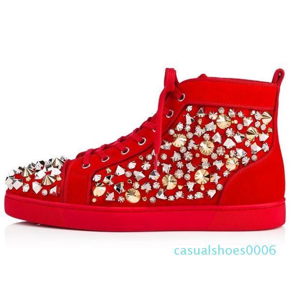 red suede + mix spikes high red bottom sneakers shoes for women,men famous brand casual walking party wedding with box c06, Black
red suede + mix spikes high red bottom sneakers shoes for women,men famous brand casual walking party wedding with box c06, Black