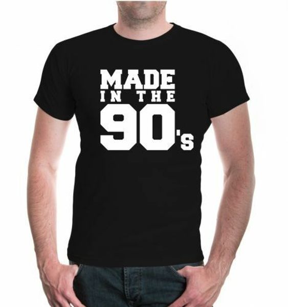mens short sleeve t-shirt made in the 90s born 90 1930's years party retro 90er, White;black
mens short sleeve t-shirt made in the 90s born 90 1930's years party retro 90er, White;black