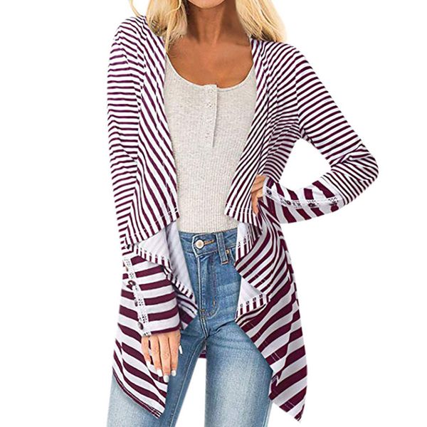 striped coat women loose open front long sleeve v-neck outwear irregular campera mujer casual fashion autumn woman clothes, Black;brown
striped coat women loose open front long sleeve v-neck outwear irregular campera mujer casual fashion autumn woman clothes, Black;brown