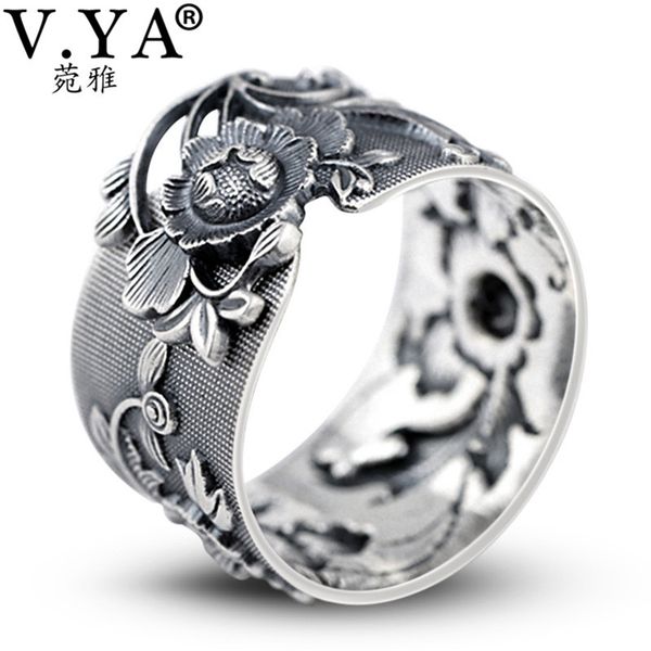 v.ya retro peony flower 990 sterling silver rings for women adjustable thai silver ring vintage jewelry wholesale, Golden;silver
v.ya retro peony flower 990 sterling silver rings for women adjustable thai silver ring vintage jewelry wholesale, Golden;silver